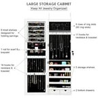 Costway Wall Mounted Mirrored Jewelry Cabinet Organizer w/LED Lights