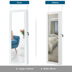 Costway Wall Mounted Mirrored Jewelry Cabinet Organizer w/LED Lights