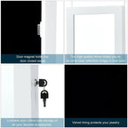 Costway Wall Mounted Mirrored Jewelry Cabinet Organizer w/LED Lights