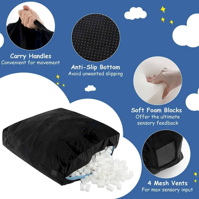 Costway 57 x 57 Crash Pad Sensory Mat with Foam Blocks & Washable - See Details
