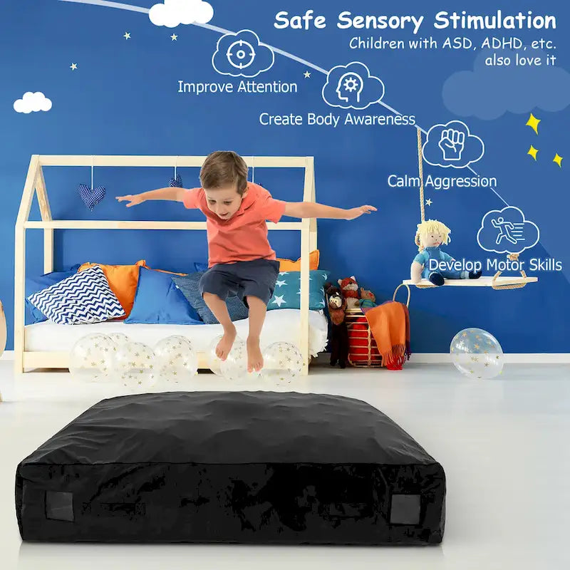 Costway 57 x 57 Crash Pad Sensory Mat with Foam Blocks & Washable - See Details