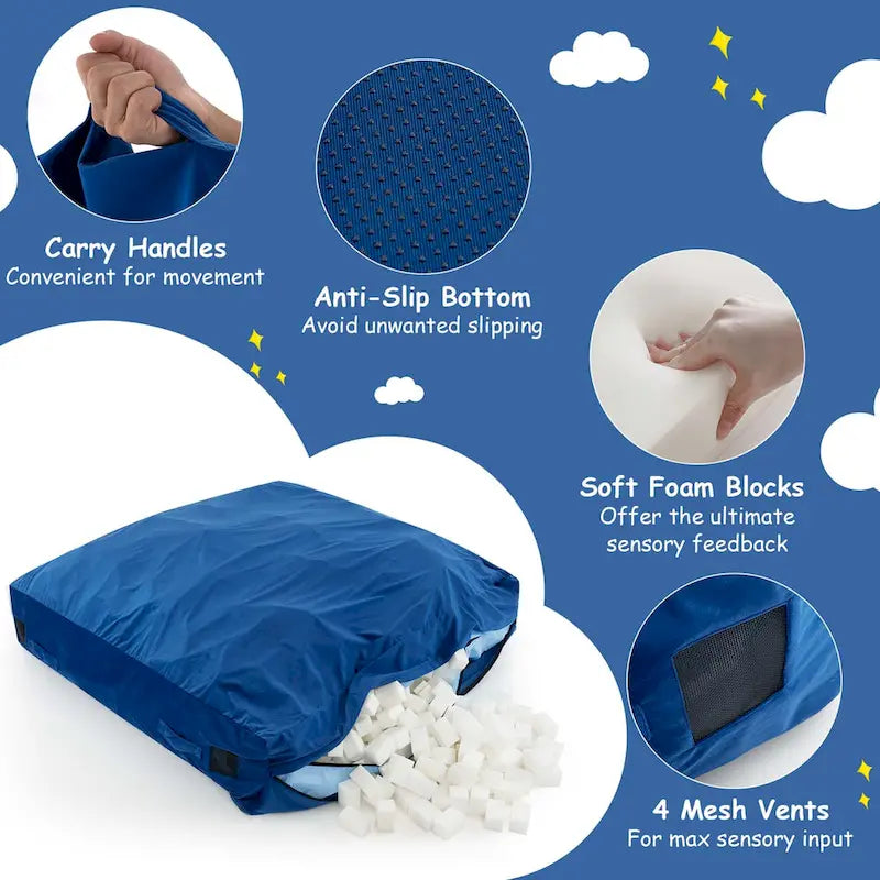 Costway 57 x 57 Crash Pad Sensory Mat with Foam Blocks & Washable - See Details