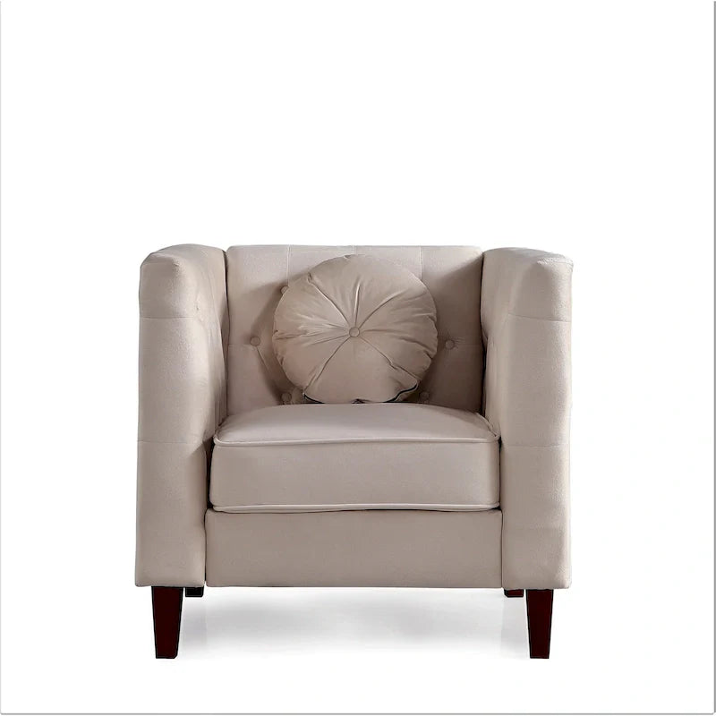 US PRIDE FURNITURE Velvet Classic Chesterfield Chair with Wood legs