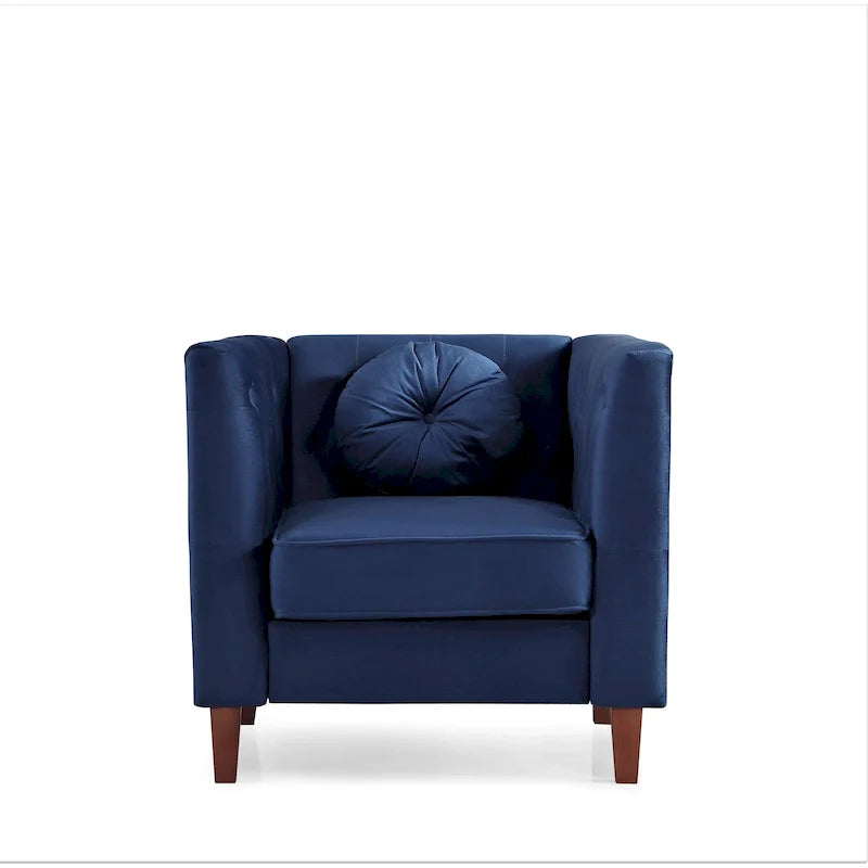 US PRIDE FURNITURE Velvet Classic Chesterfield Chair with Wood legs