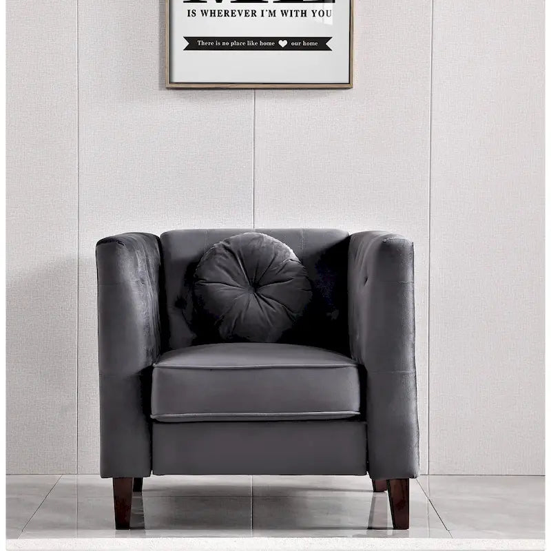 US PRIDE FURNITURE Velvet Classic Chesterfield Chair with Wood legs