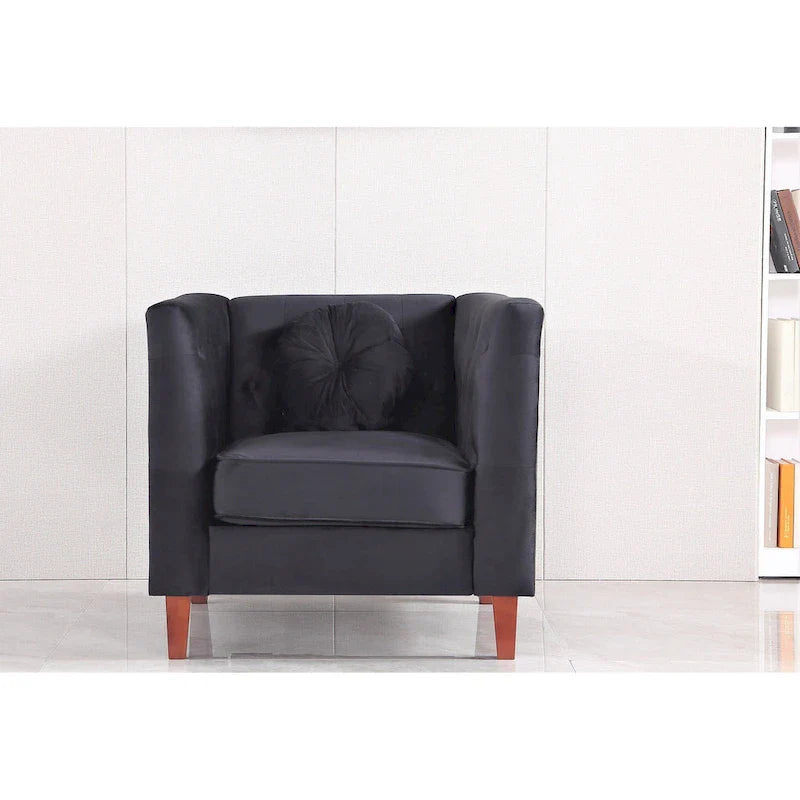 US PRIDE FURNITURE Velvet Classic Chesterfield Chair with Wood legs