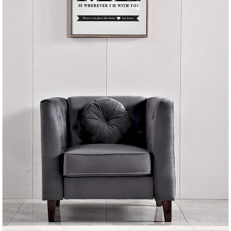 US PRIDE FURNITURE Velvet Classic Chesterfield Chair with Wood legs