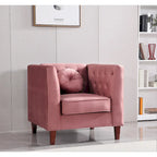 US PRIDE FURNITURE Velvet Classic Chesterfield Chair with Wood legs