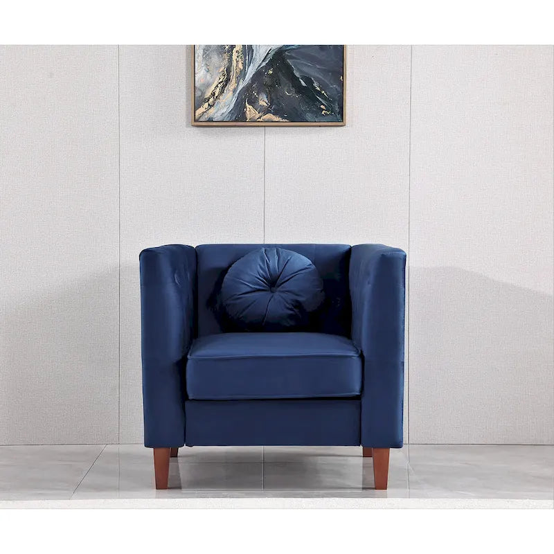 US PRIDE FURNITURE Velvet Classic Chesterfield Chair with Wood legs