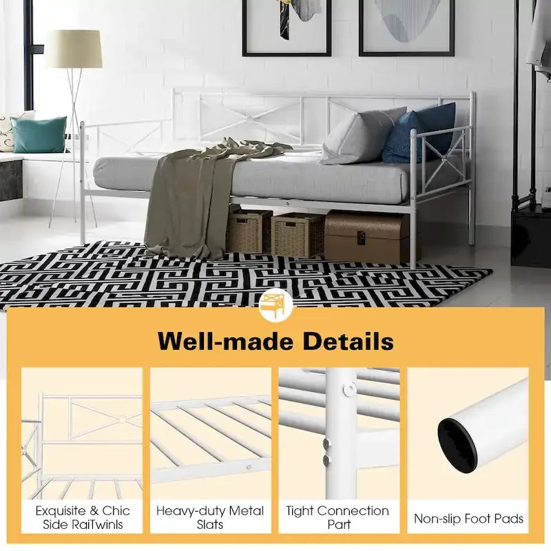 Costway Metal Daybed Frame Twin Size Slat Support Mattress Foundation