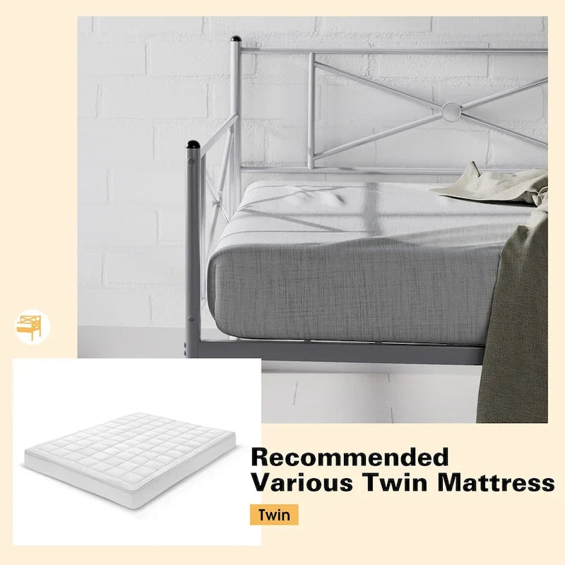 Costway Metal Daybed Frame Twin Size Slat Support Mattress Foundation