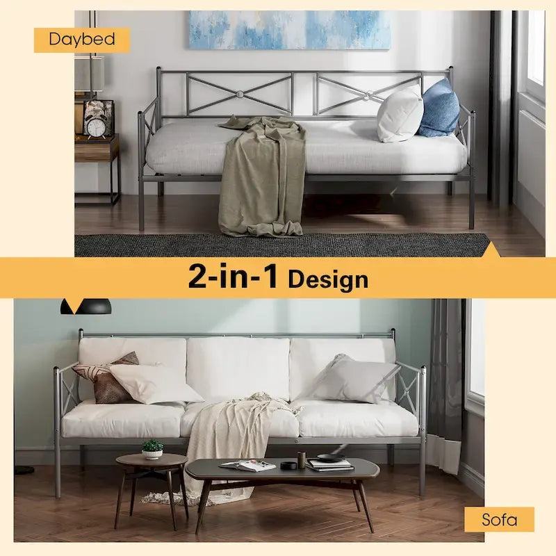 Costway Metal Daybed Frame Twin Size Slat Support Mattress Foundation