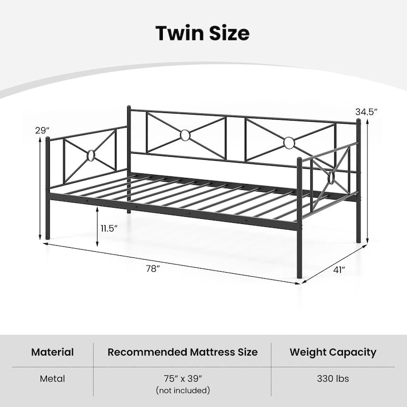 Costway Metal Daybed Frame Twin Size Slat Support Mattress Foundation