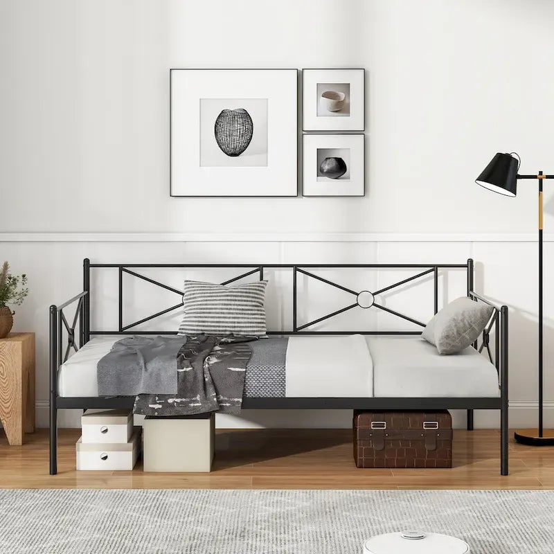Costway Metal Daybed Frame Twin Size Slat Support Mattress Foundation