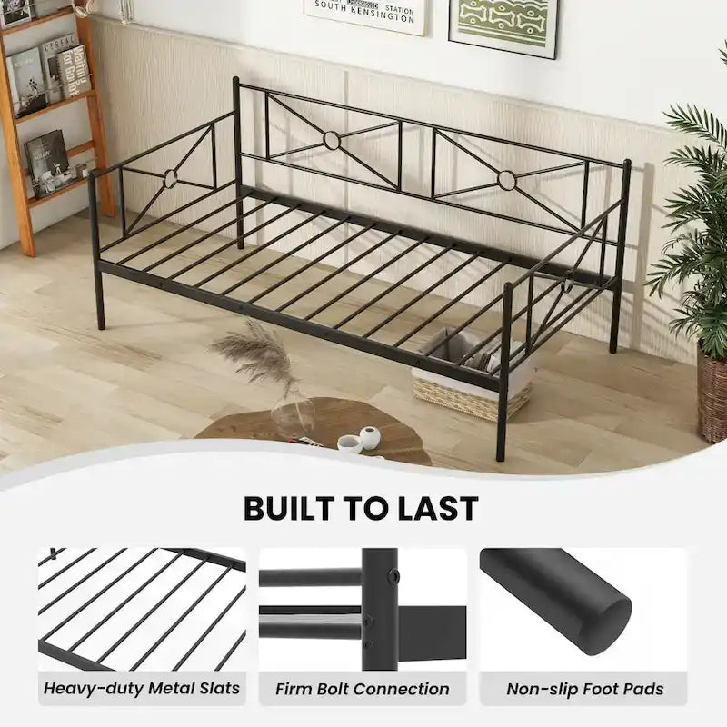 Costway Metal Daybed Frame Twin Size Slat Support Mattress Foundation