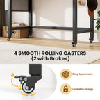 Costway 1/2/4 PCS Rolling Computer Desk Metal Frame PC Laptop Table