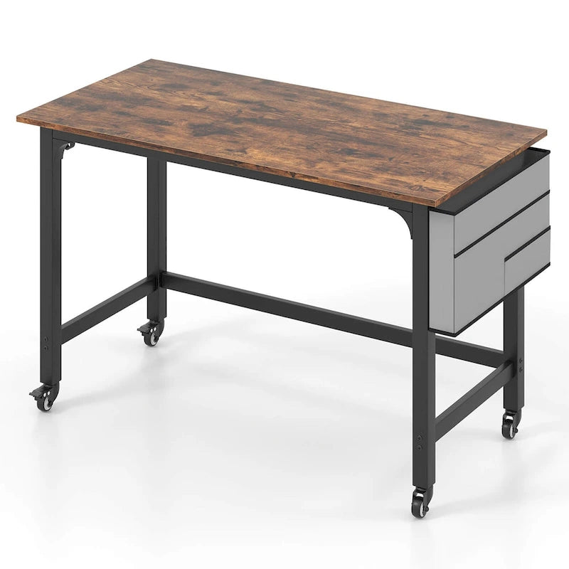 Costway 1/2/4 PCS Rolling Computer Desk Metal Frame PC Laptop Table