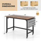 Costway 1/2/4 PCS Rolling Computer Desk Metal Frame PC Laptop Table