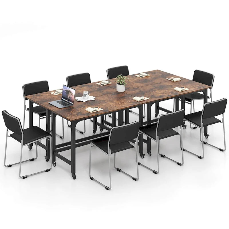 Costway 1/2/4 PCS Rolling Computer Desk Metal Frame PC Laptop Table