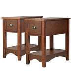 Gymax Set of 2 Contemporary Side End Table Compact Table w/ Drawer - 13 X 22 X 23 (L X W X H)