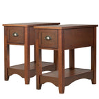 Gymax Set of 2 Contemporary Side End Table Compact Table w/ Drawer - 13 X 22 X 23 (L X W X H)