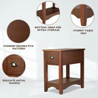 Gymax Set of 2 Contemporary Side End Table Compact Table w/ Drawer - 13 X 22 X 23 (L X W X H)