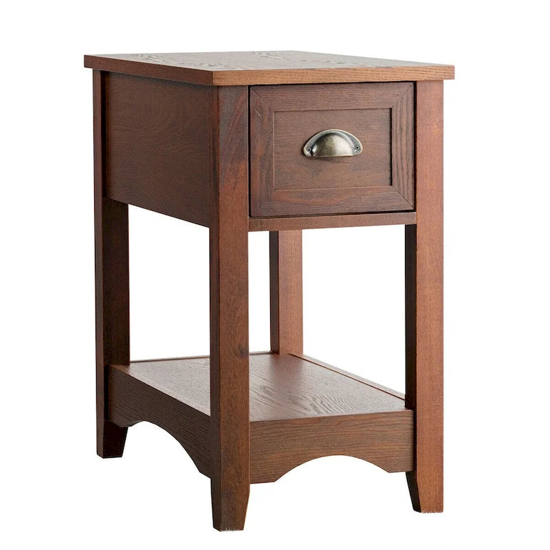 Gymax Set of 2 Contemporary Side End Table Compact Table w/ Drawer - 13 X 22 X 23 (L X W X H)