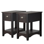 Gymax Set of 2 Contemporary Side End Table Compact Table w/ Drawer - 13 X 22 X 23 (L X W X H)
