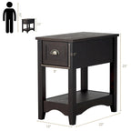 Gymax Set of 2 Contemporary Side End Table Compact Table w/ Drawer - 13 X 22 X 23 (L X W X H)