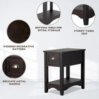 Gymax Set of 2 Contemporary Side End Table Compact Table w/ Drawer - 13 X 22 X 23 (L X W X H)