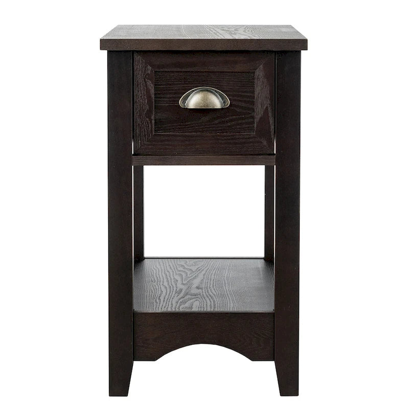 Gymax Set of 2 Contemporary Side End Table Compact Table w/ Drawer - 13 X 22 X 23 (L X W X H)