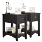 Gymax Set of 2 Contemporary Side End Table Compact Table w/ Drawer - 13 X 22 X 23 (L X W X H)