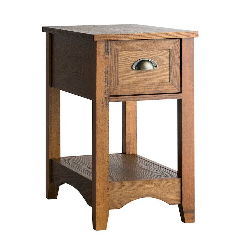 Gymax Set of 2 Contemporary Side End Table Compact Table w/ Drawer - 13 X 22 X 23 (L X W X H)