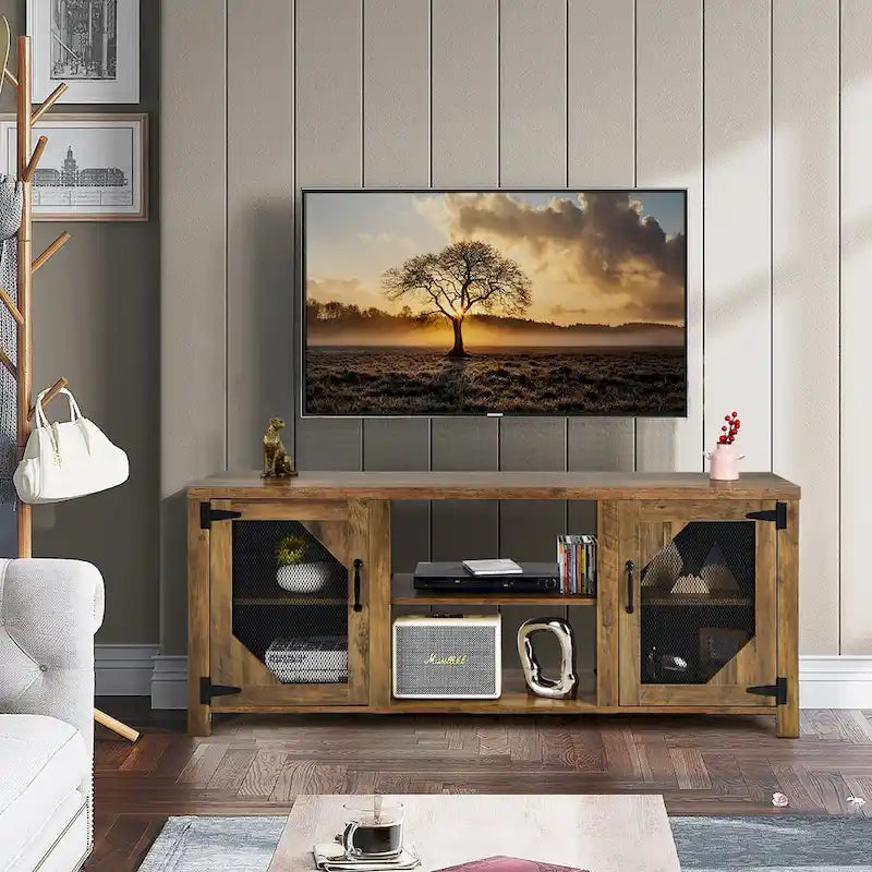 Costway TV Stand Entertainment Media Center for TVs up to 65 w/Steel - 58 x 15.5 x 24