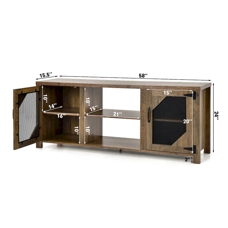 Costway TV Stand Entertainment Media Center for TVs up to 65 w/Steel - 58 x 15.5 x 24