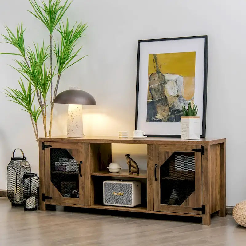 Costway TV Stand Entertainment Media Center for TVs up to 65 w/Steel - 58 x 15.5 x 24