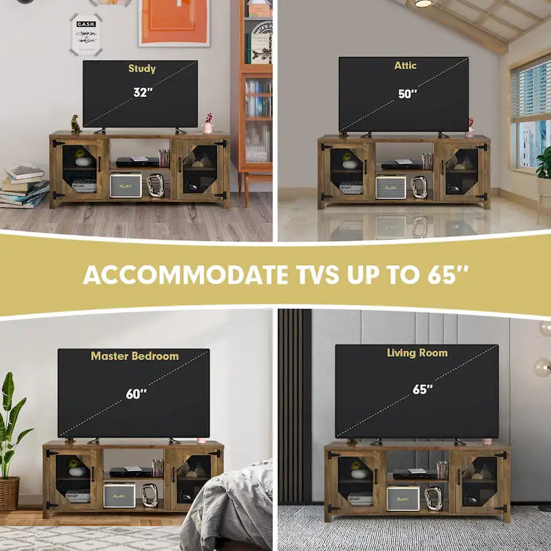 Costway TV Stand Entertainment Media Center for TVs up to 65 w/Steel - 58 x 15.5 x 24