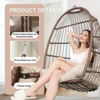 FINCATI Indoor Luxury Hanging Egg Chair Without Stand, 350 lbs Outdoor Egg Chair with No Stand, Egg Swing Chair Without Stand