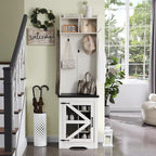 23 Wide Farmhouse Entryway Bench with Coat Rack, Hall Tree Cabinet