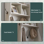 23 Wide Farmhouse Entryway Bench with Coat Rack, Hall Tree Cabinet