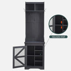 23 Wide Farmhouse Entryway Bench with Coat Rack, Hall Tree Cabinet