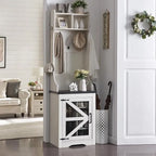 23 Wide Farmhouse Entryway Bench with Coat Rack, Hall Tree Cabinet