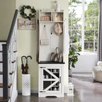 23 Wide Farmhouse Entryway Bench with Coat Rack, Hall Tree Cabinet