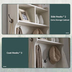 23 Wide Farmhouse Entryway Bench with Coat Rack, Hall Tree Cabinet