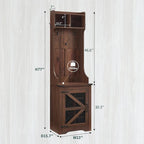 23 Wide Farmhouse Entryway Bench with Coat Rack, Hall Tree Cabinet