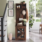 23 Wide Farmhouse Entryway Bench with Coat Rack, Hall Tree Cabinet