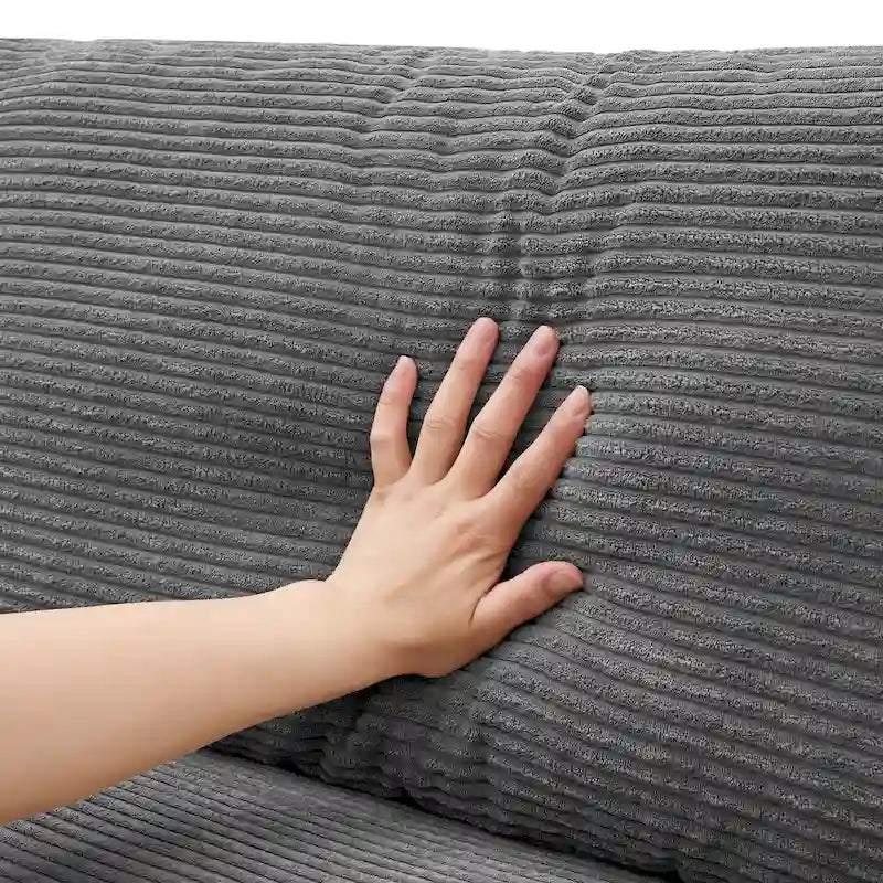 134 Corduroy Sectional Sofa with L-Shaped Cloud Couch and USB Charging & 50 Chaise (330lb Capacity)