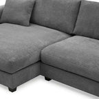 134 Corduroy Sectional Sofa with L-Shaped Cloud Couch and USB Charging & 50 Chaise (330lb Capacity)