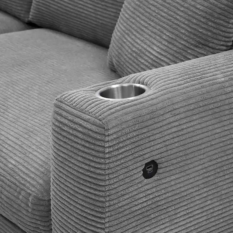 134 Corduroy Sectional Sofa with L-Shaped Cloud Couch and USB Charging & 50 Chaise (330lb Capacity)