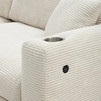 134 Corduroy Sectional Sofa with L-Shaped Cloud Couch and USB Charging & 50 Chaise (330lb Capacity)